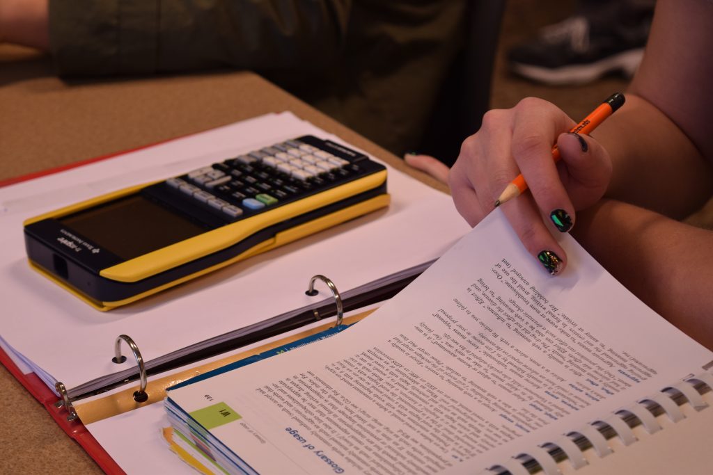 student notes and calculator