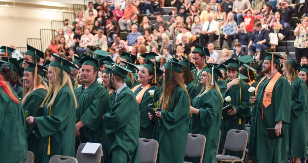 CCC Graduates stand at the 2018 commencement ceremonies in Patriot Hall