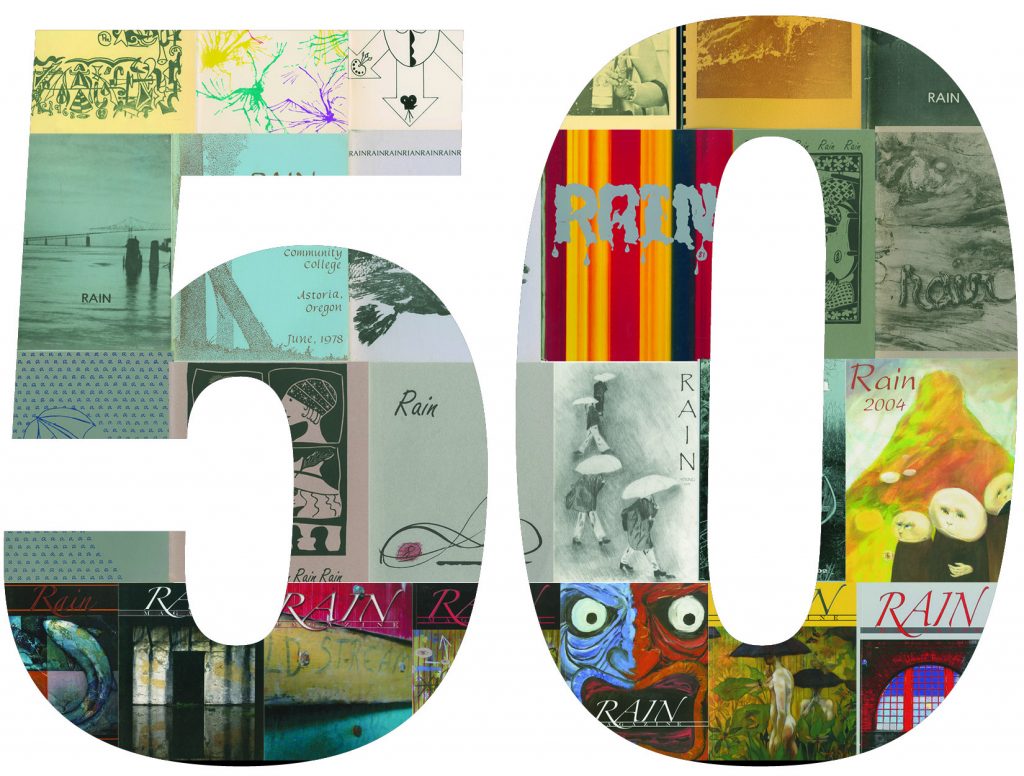 Image with number 50 to represent the fifty year anniversary of Rain Magazine