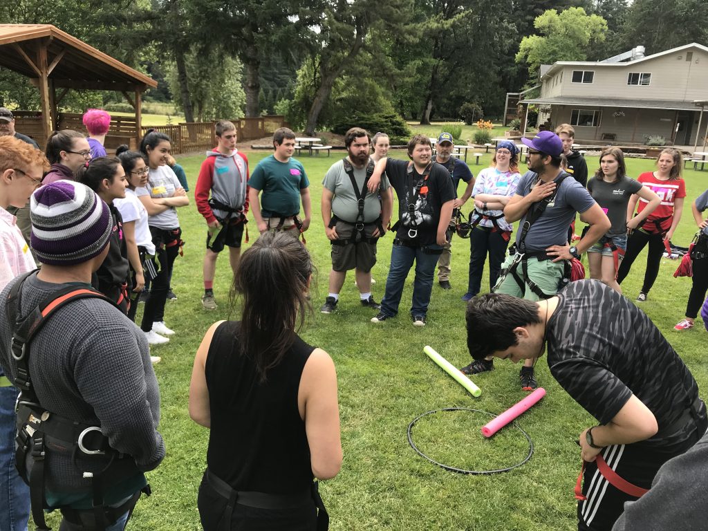 Upward Bound students tackle a ropes course as part of their summer academy experience