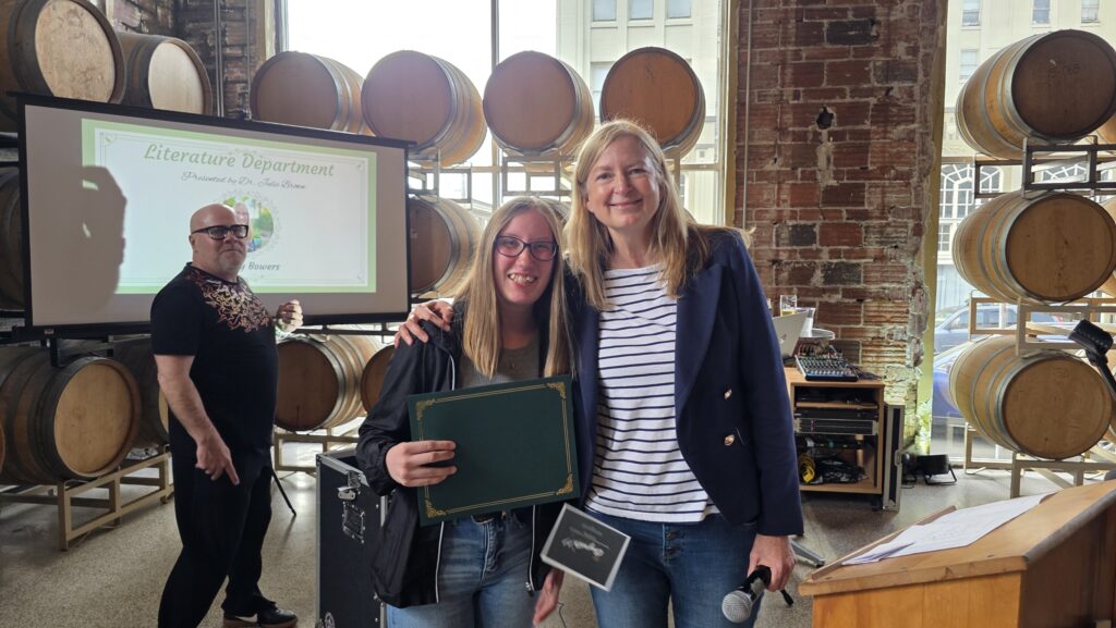 Literature Award winner Aubrey Bowers with English Instructor Dr. Julie Brown
