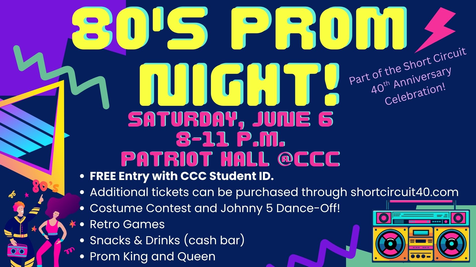 neon colors announcing 80's prom
