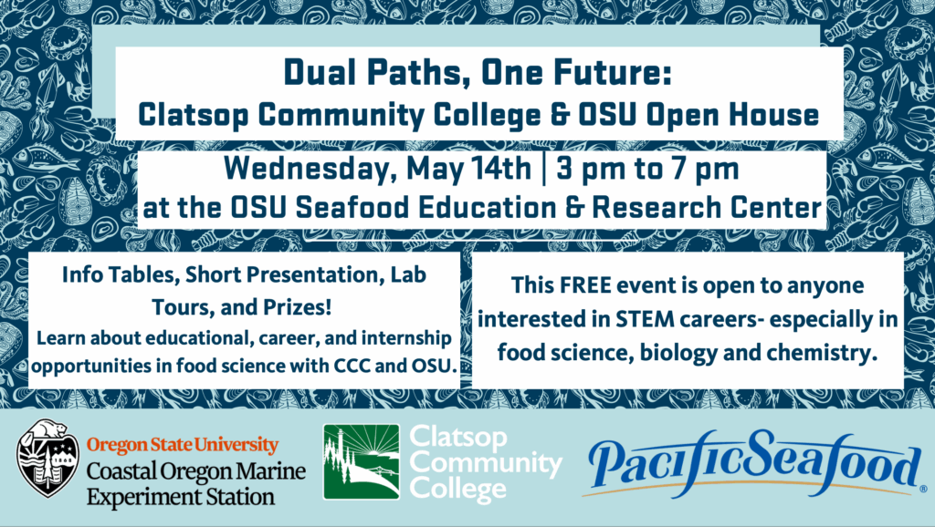 Event information with drawing of seafood fillets in background