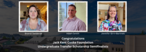 images of the three semifinalists for the scholarship