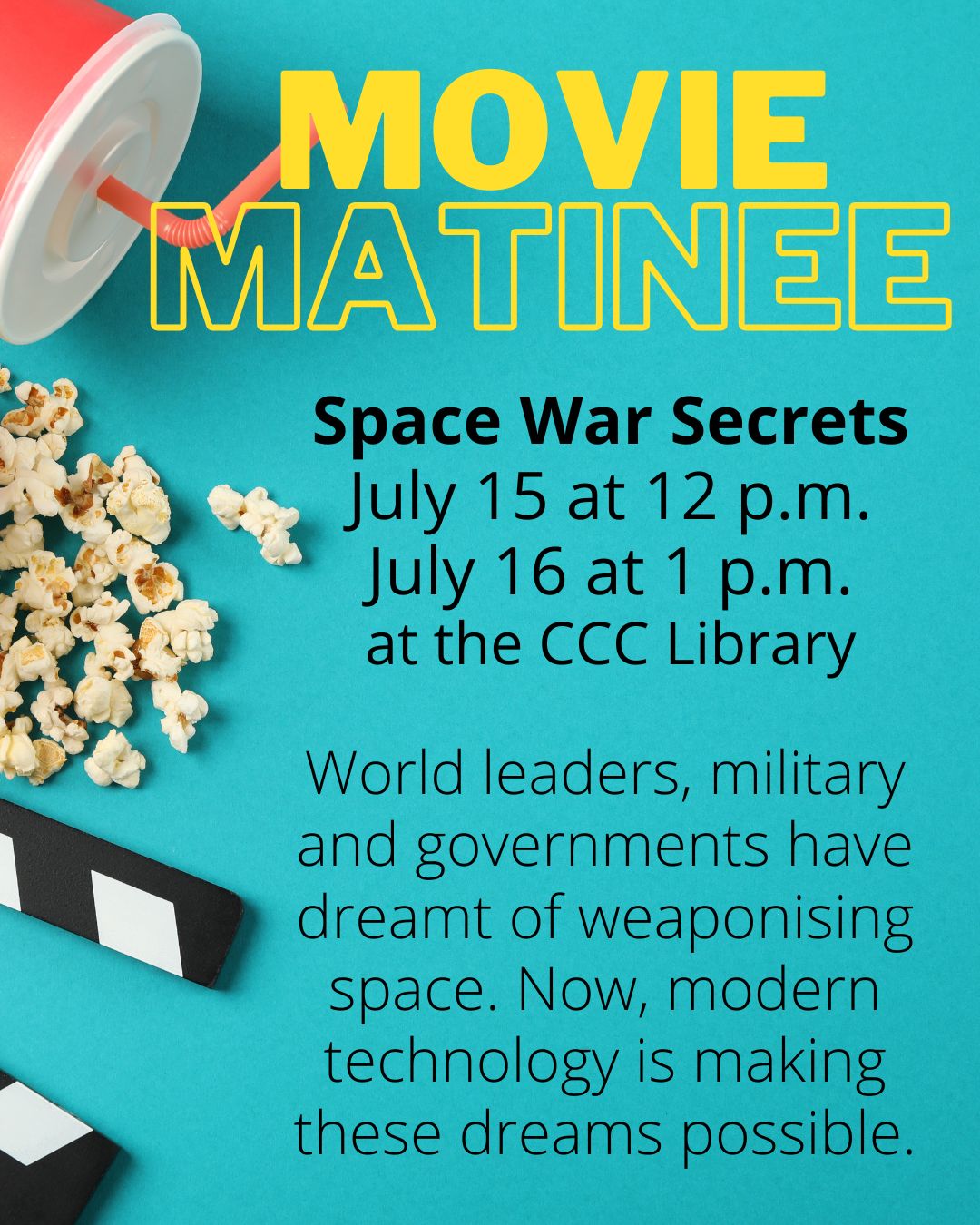 event details written with images of snacks at side.