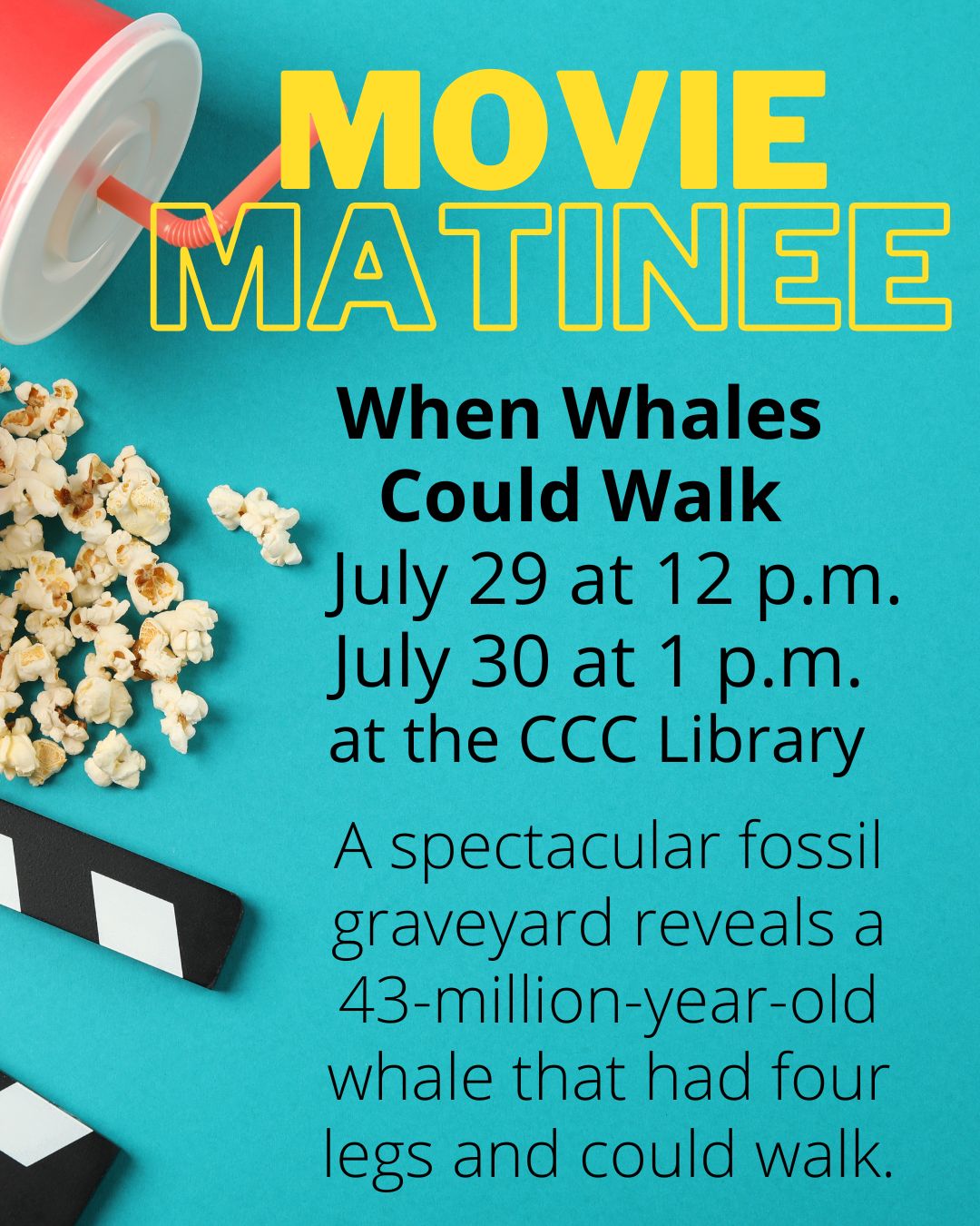 event details with images of movie snacks at the side