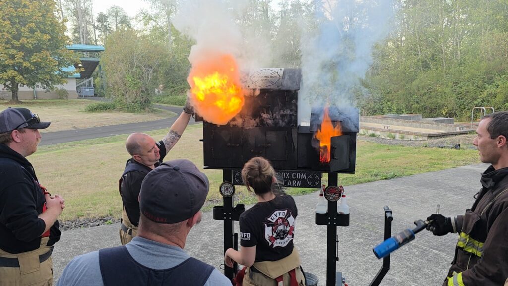 Gearhart Fire Department training at the MERTS Burn Building