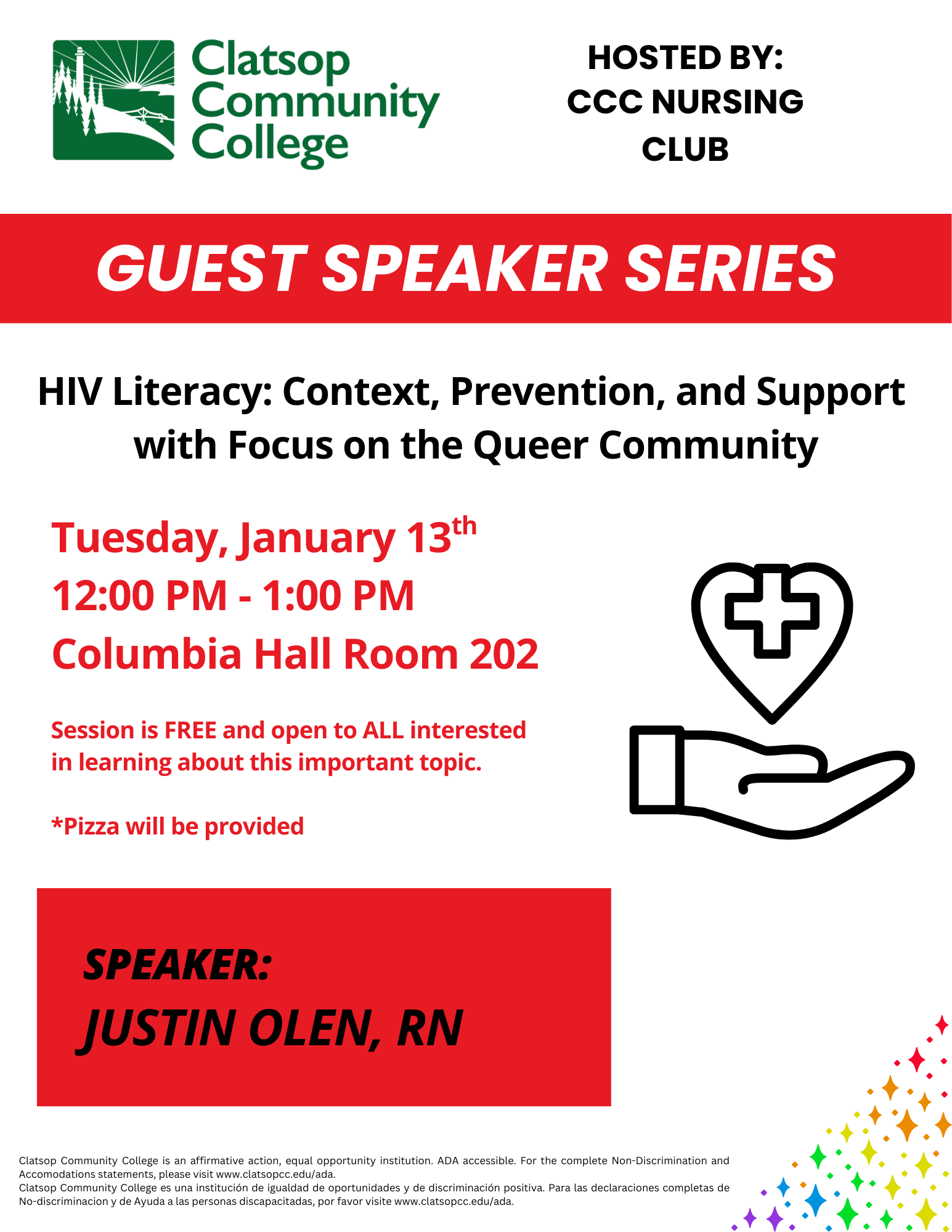 Flyer with text regarding session information