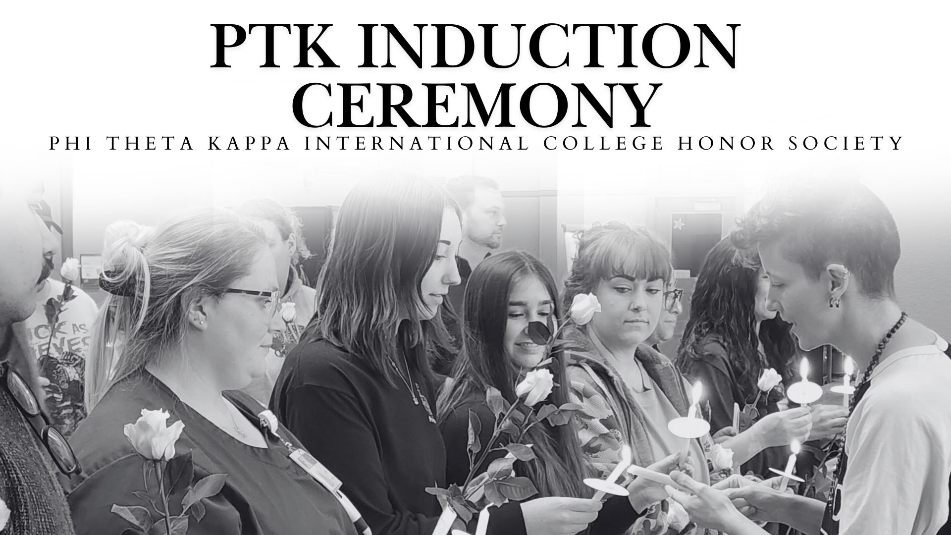 PTK inductees lighting candles during the induction ceremony