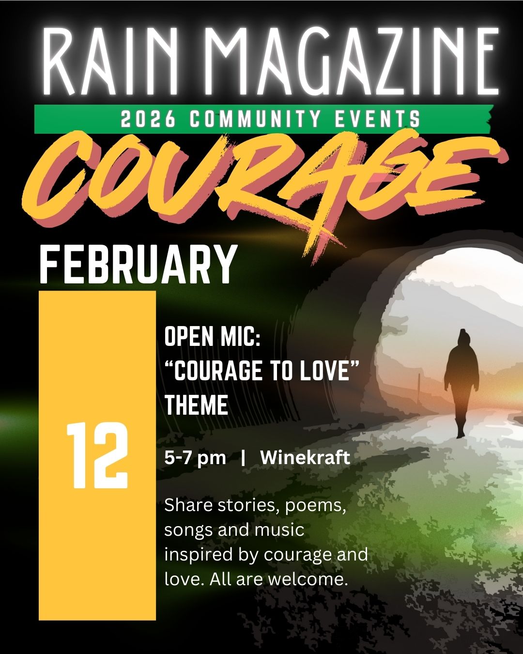 Person waling through tunnel