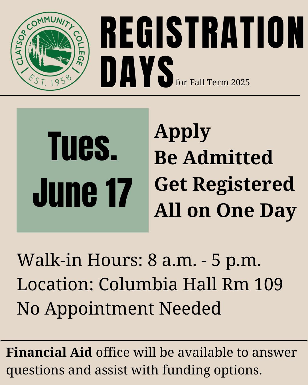 flyer with event day and time