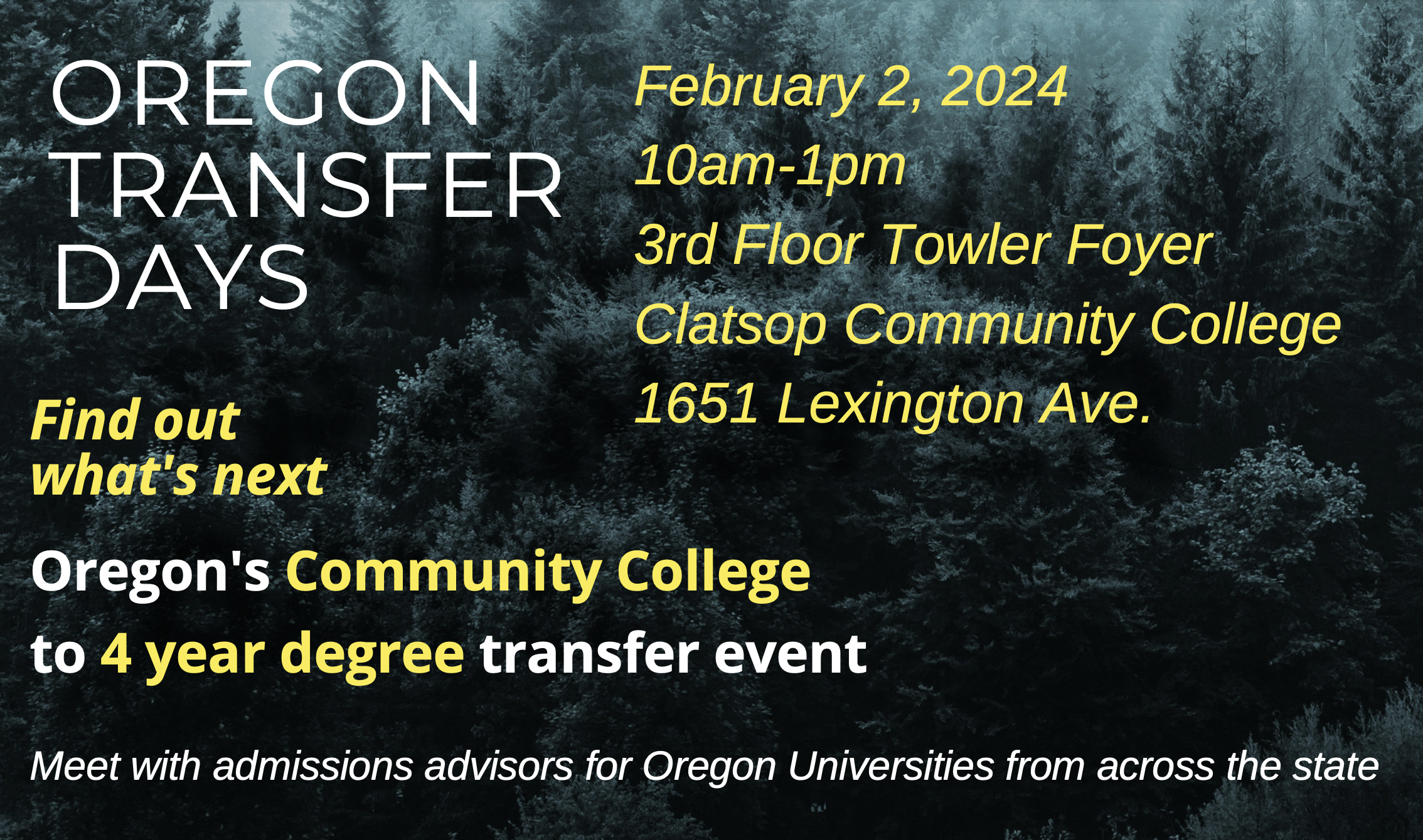 Flyer for Oregon Transfer day on February 2nd