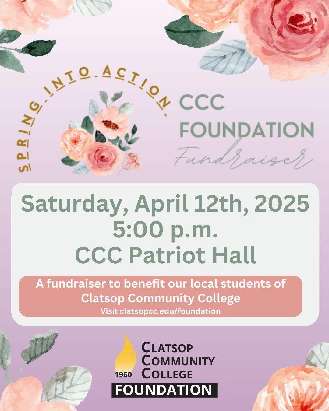 Floral background images with event title and description details