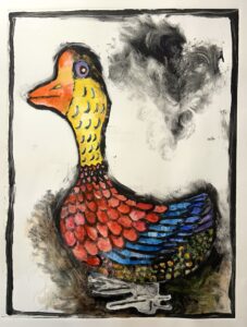 "Why a Duck" watercolors on monotype by Ben Rosenberg