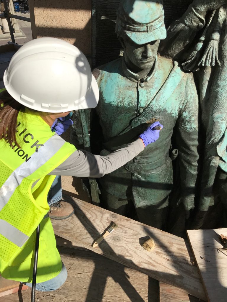 Laura Keating, CCC graduate, works on the Stephenson Memorial in Washington D. C.